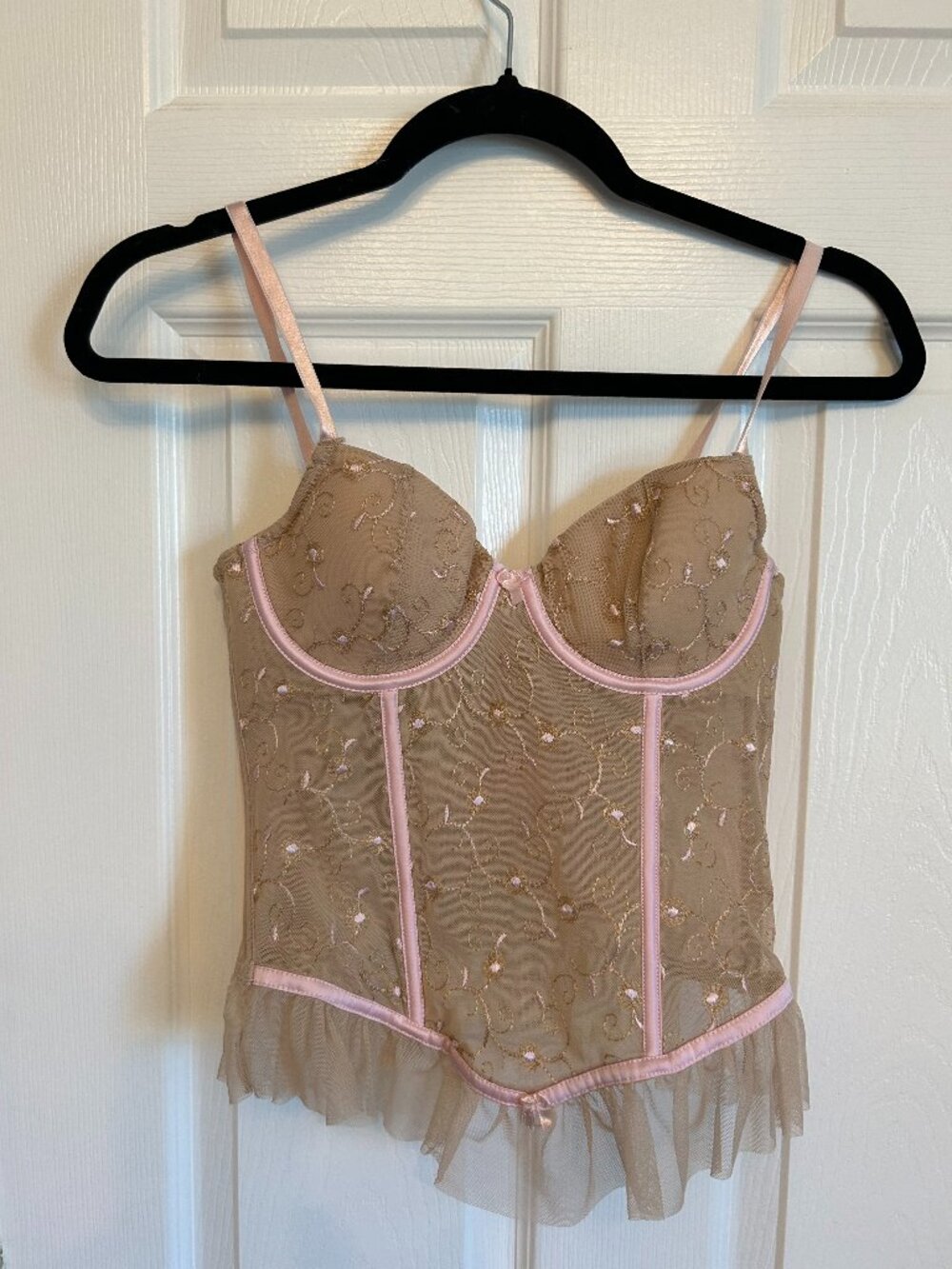 Sophie B Bohemian Festival Corset Bustier Lace Rose Top Size Medium